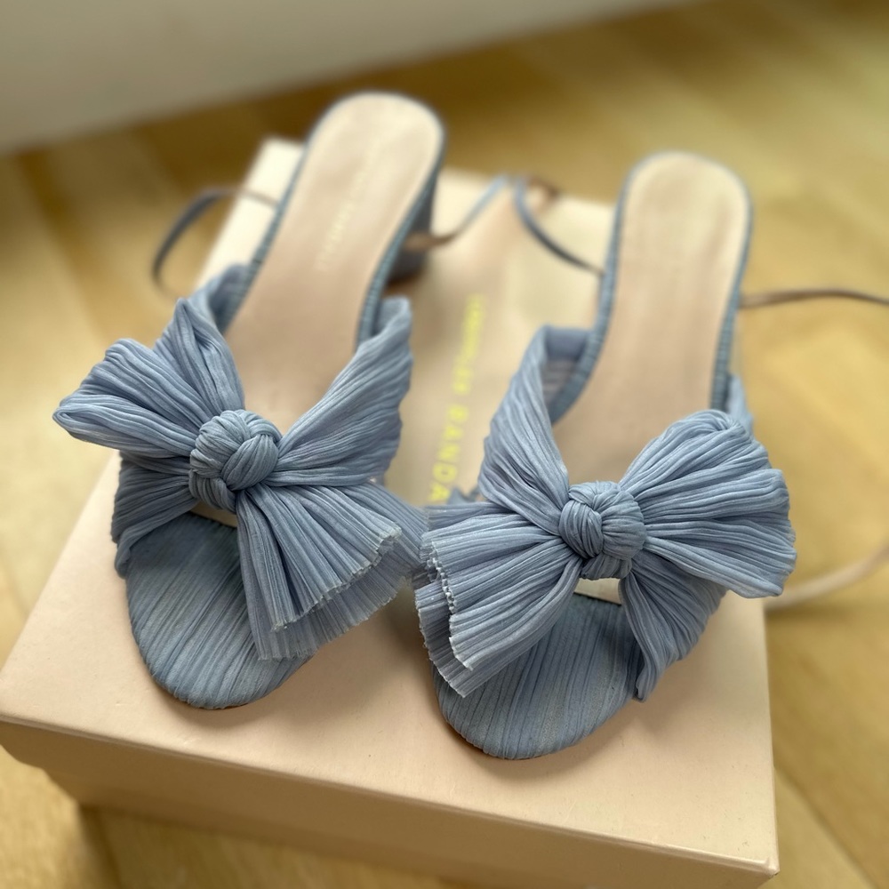 Loeffler Randall Dahlia Blue Pleated Bow Heel